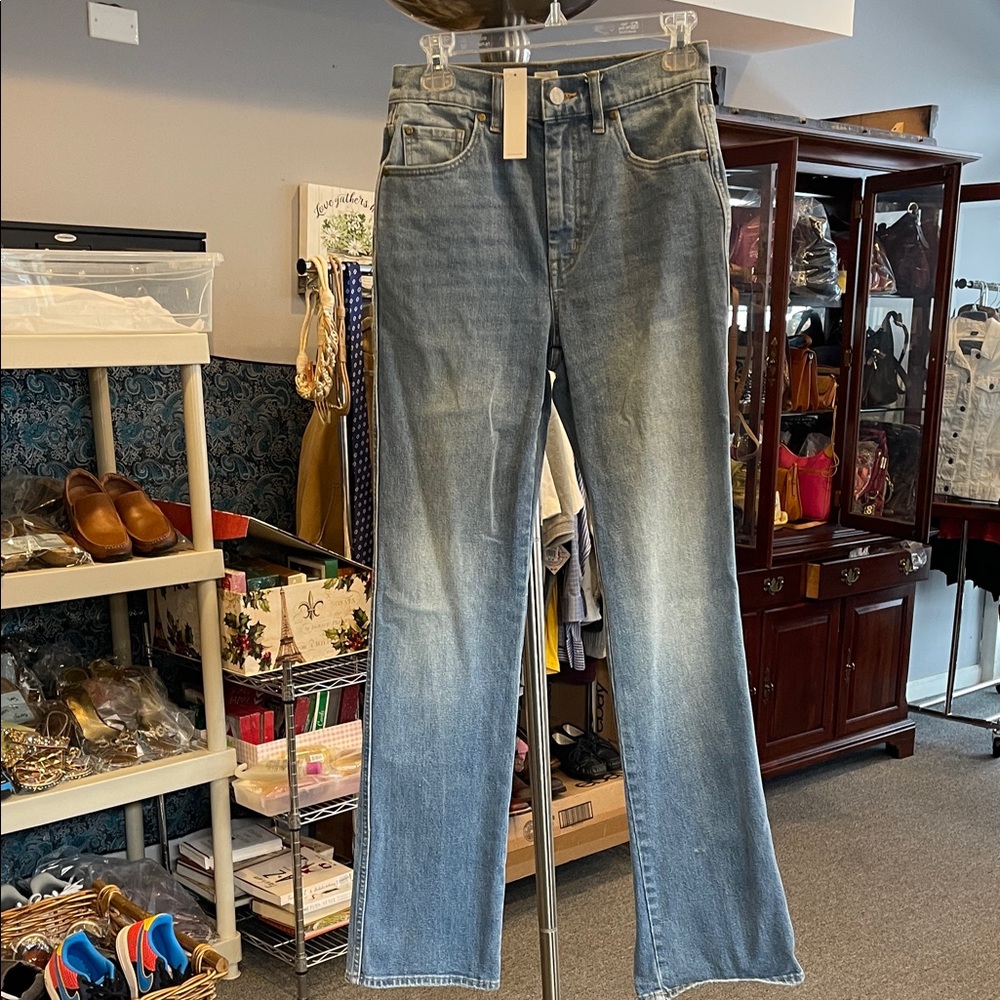 La Vie Rebecca Taylor High Waist Blue Denim Jeans Size 26 NWT Straight Leg 33L